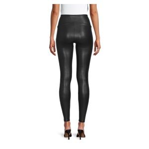 Black faux leather high-rise leggings
